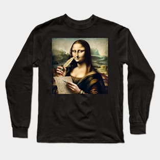 Mona Lisa Inspired Tee - Celebrate National Handwriting Day Long Sleeve T-Shirt